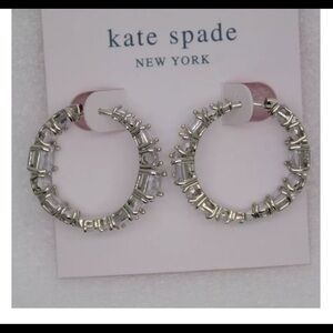 Silver Tone Cut Crystal CZ Huggie Chunky Hoop Drop Earring Kate ks Spade…